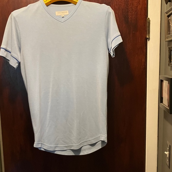 Ted Baker Light Blue V-Neck Tee - Picture 1 of 4
